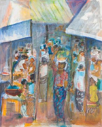 Balinese Market Scene by 
																	Guelda Pyke