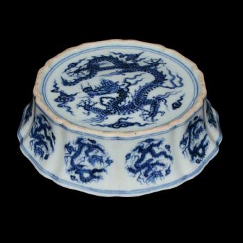 Yongle, Blue and White Dragon Brushwasher by 
																			 Ming Dynasty