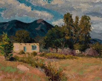 Adobe and Taos Mountain by 
																	Donald Louis Ruf