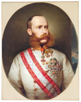 Emperor Francis Joseph I of Austria, portrait of the emperor in field marshal’s uniform with medals by 
																	Franz Eybl