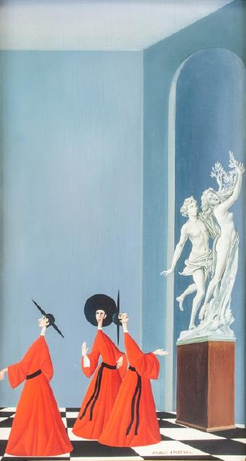 Three nuns in gallery by 
																			Carlo Canevari