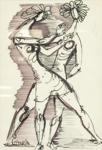 Sketch of two figures by 
																			Frederic Taubes