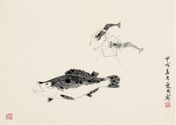 Fish and shrimps by 
																	 Qiu Shoucheng