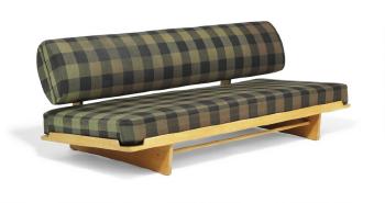 Oak daybed mounted on runner legs, frame with partly raised edge by 
																	 P Jeppesen