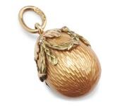 A Russian Fabergé Easter egg 14k gold pendant by 
																			Henrik Emanuel Wigstrom