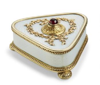 A Russian Fabergé silver-gilt and guilloché enamel bell push by 
																	Johan Victor Aarne