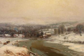 Painting of a winter vista with figures by 
																			George Henry Durrie