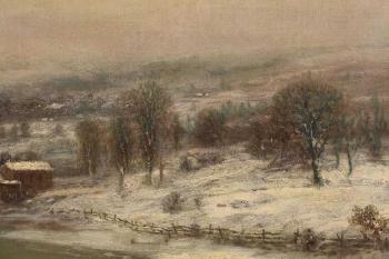 Painting of a winter vista with figures by 
																			George Henry Durrie