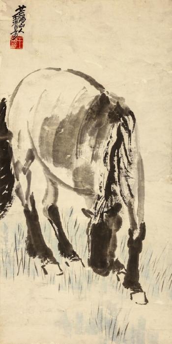 Horse Drinking by 
																			 Wang Qingfang