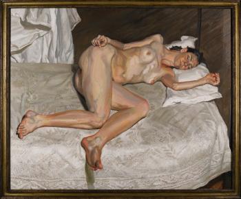 Portrait On A White Cover by 
																	Lucian Freud