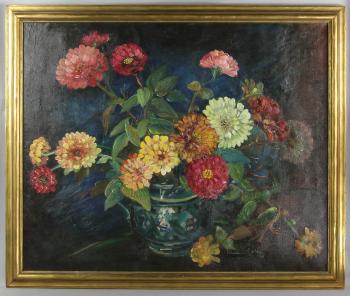 Floral Still Life Of Zinnias
 by 
																			Aimee E Ortlip