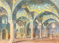 Mosque Interior With Figures by 
																	Yervand Nahapetian