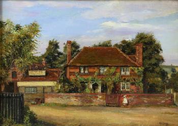 Sage Cottage With Young Girl Outside by 
																			Henry James Sage