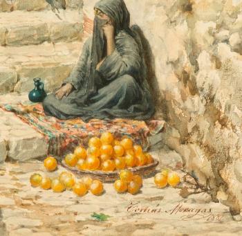 Orientalist scene by 
																			Tomas Moragas y Torras