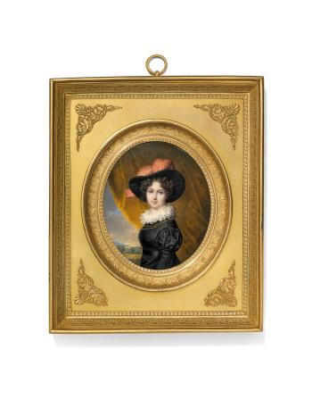 A Lady, Possibly Mlle. Exelmans, In Black Dress And Hat by 
																	Daniel Saint