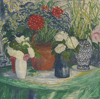 Blumenstilleben mit Rosen und Iris by 
																	Carl Emil Uphoff