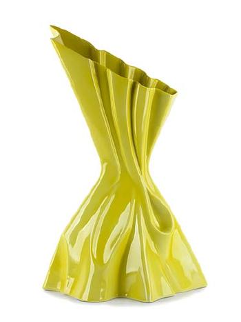 Vase in yellow monochrome porcelain by 
																			Guido Andlovitz