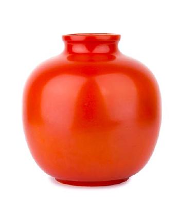 Vase in red monochrome ceramic by 
																			Giovanni Gariboldi