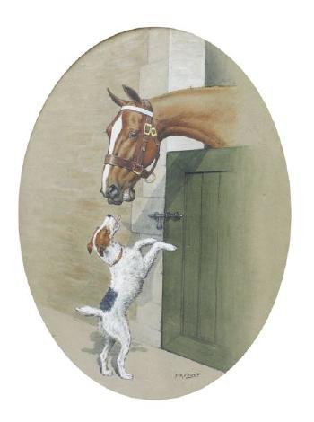 Chien et cheval by 
																	Francisque Rebour