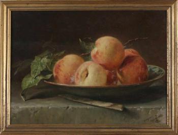 Still life with peaches by 
																			Adriana Haanen
