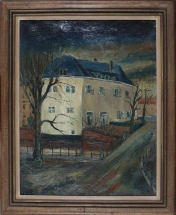 White manor by a road by 
																			Arnold Bernard Neujean