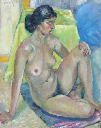 Seated nude by 
																			John Otto Hanrath