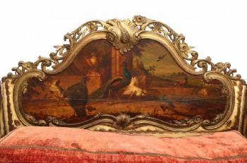 A 19th century lacquered wooden hall bench with carved ornaments by 
																			Albertus Verhoesen