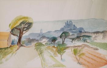 View of Grimaud near St Tropez by 
																	Douglas MacDiarmid