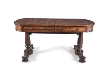 An Irish George Iv Rosewood Shaped Rectangular Library Table by 
																	 Mack Williams and Gibton