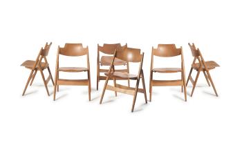 Six SE 18 folding chairs by 
																			Egon Eiermann