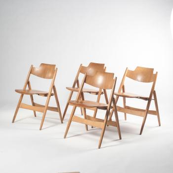 Six SE 18 folding chairs by 
																			Egon Eiermann