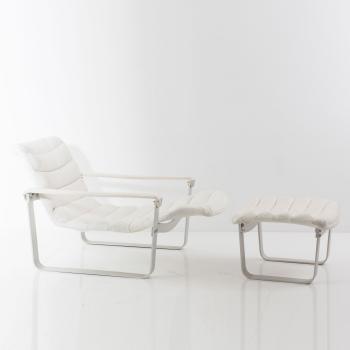 Metal - pullka easy chair with ottoman by 
																			Ilmari Lapallainen
