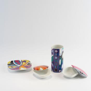 Vase, dish and two jars by 
																			Emilio Pucci