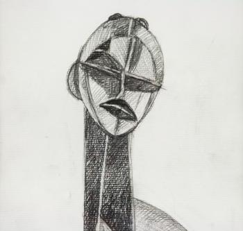 Abstract figure head by 
																			Naum Gabo