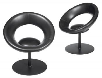 Pair of Ricardo Fasanello Lacquered Metal Upholstered Anel Lounge Chairs by 
																	Ricardo Fasanello