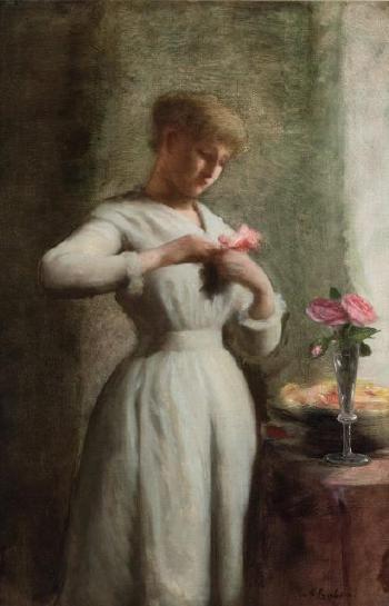 Lady With Roses by 
																	George Cochran Lambdin