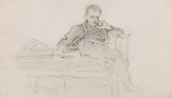 Portrait Of Jozef Mehoffer On The Couch by 
																	Stanislas Wyspianski