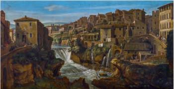 Veduta di Tivoli, la vecchia cascata e la riva sinistra dell’Aniene by 
																	Gaspar van Wittel