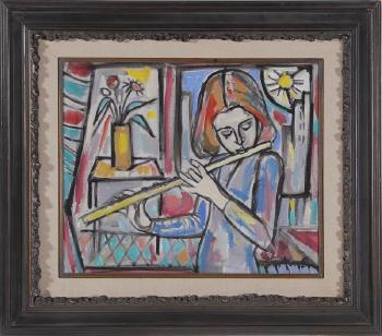 Flute player by 
																			Irving Amen