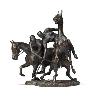 A German Bronze Group Of Polo Players Titled Polospielers by 
																	Fred Voelckerling