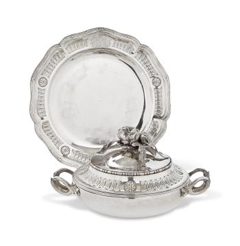 A Louis XVI Silver Ecuelle, Cover And Stand by 
																	Raymond Vinsac