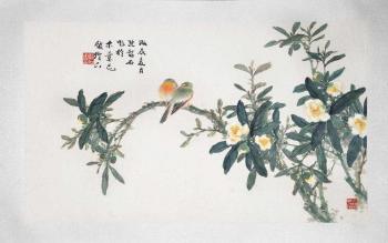 Bird and flower by 
																			 Zhang Shaoshi
