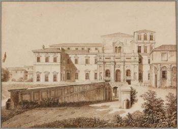 Vue Du Palais Barberini à Rome by 
																	Pierre Francois Leonard Fontaine