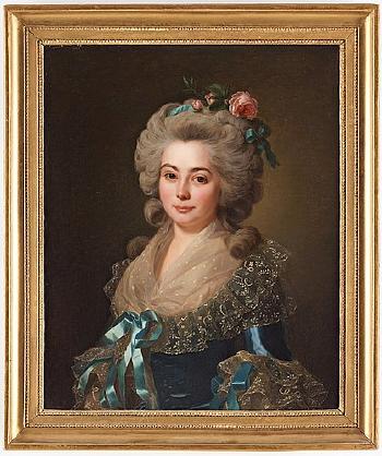 Unknown lady in a blue dress by 
																			Alexander Roslin