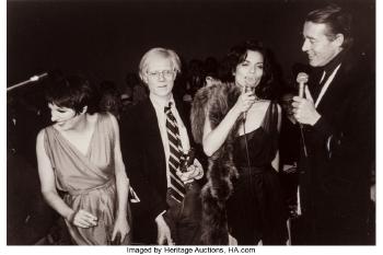 The Gang of Four at Studio 54 (Liza Minelli, Andy Warhol, Bianca Jagger, and Halston), April 27 1978 by 
																			Christopher Makos