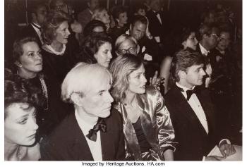 Fame (Marisa Beresnson, Andy Warhol, Laren Hutton, Mikhail Baryshinkov) at a Fashion Show in New York City, October 4 1982 by 
																			Christopher Makos
