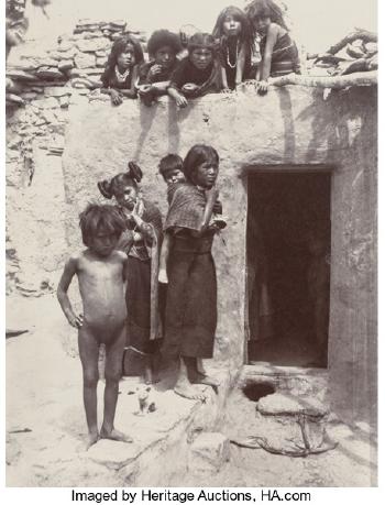 Hopi Children and Young Mother, Walpi Village, August by 
																			Adam Clark Vroman