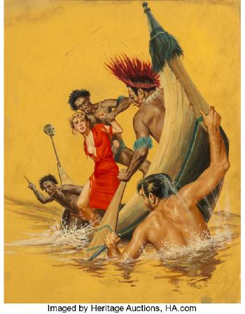 The Jungle Duel, Real Men magazine cover, December 1959 by 
																			Victor Prezio
