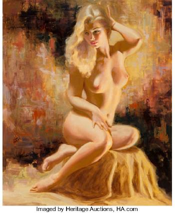 Sitting Blonde Nude by 
																			Earl Moran