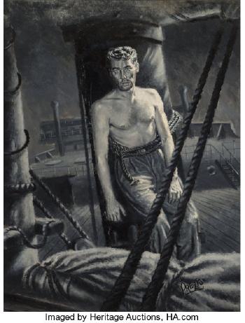 Captive at Sea, probable magazine interior illustration by 
																			Victor Prezio